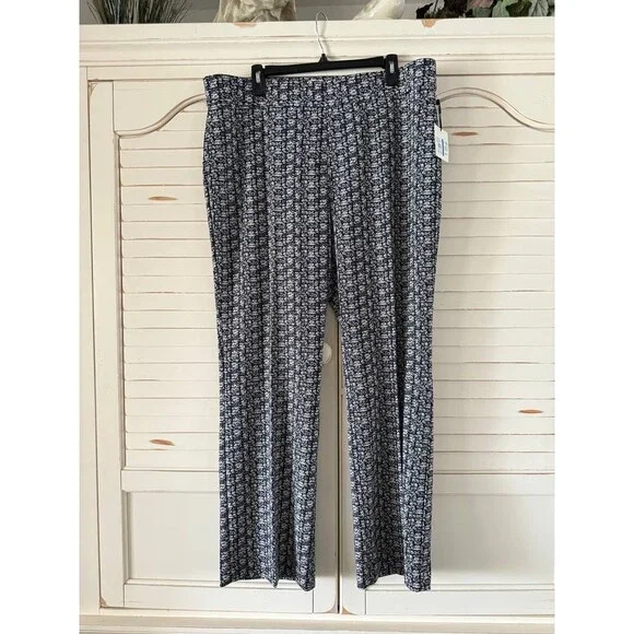 AK Anne Klein Printed Cool Crepe Pants Black/White Size XL NWT $79 Chic Comfort - Picture 4 of 5